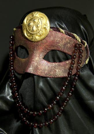 Turquoise & Copper Feathered Belly Dance Mask