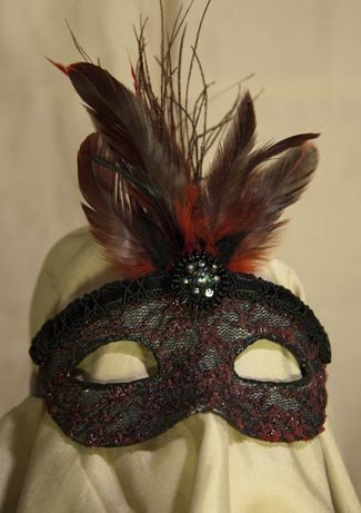 Gold Mask with Black Fringe Overlay